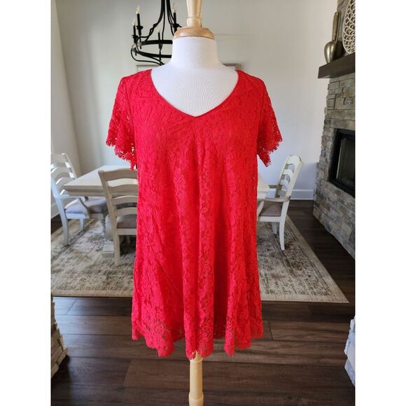 Show me Your‎ Mumu Red Lace Gameday Short Dress Size Large - Picture 1 of 8
